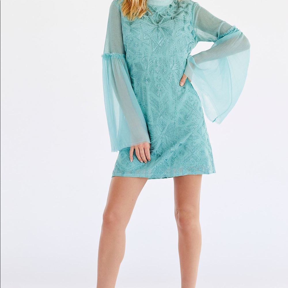 Free People Cleo Tonal Embroidered Mini Dress